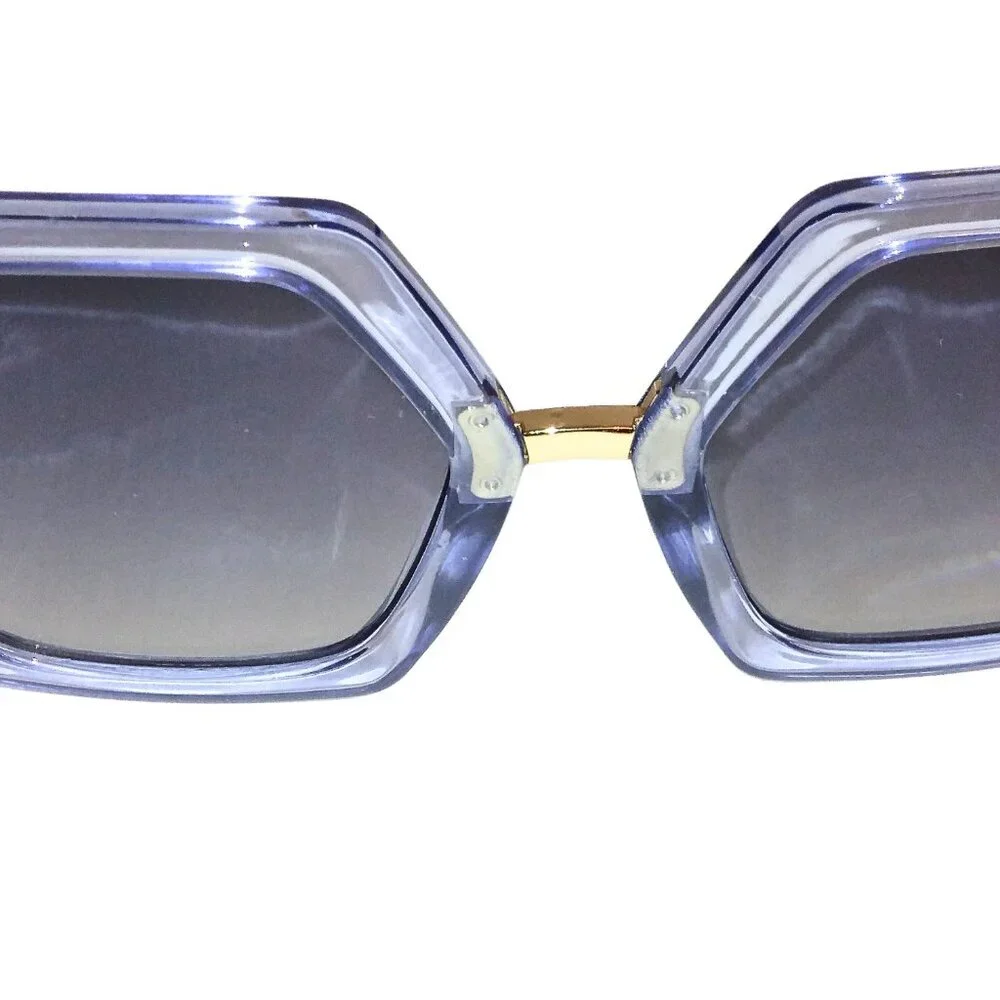 WOMEN'S ROYAL BLUE & GOLD ACCENT OCTAGON FASHION SUNGLASSES